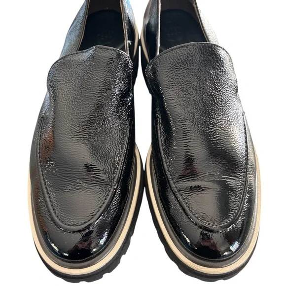 Paul Green Naomi Black Crinkled Patent Platform Super Soft Loafer- NWOT 8.5 size - Picture 2 of 9